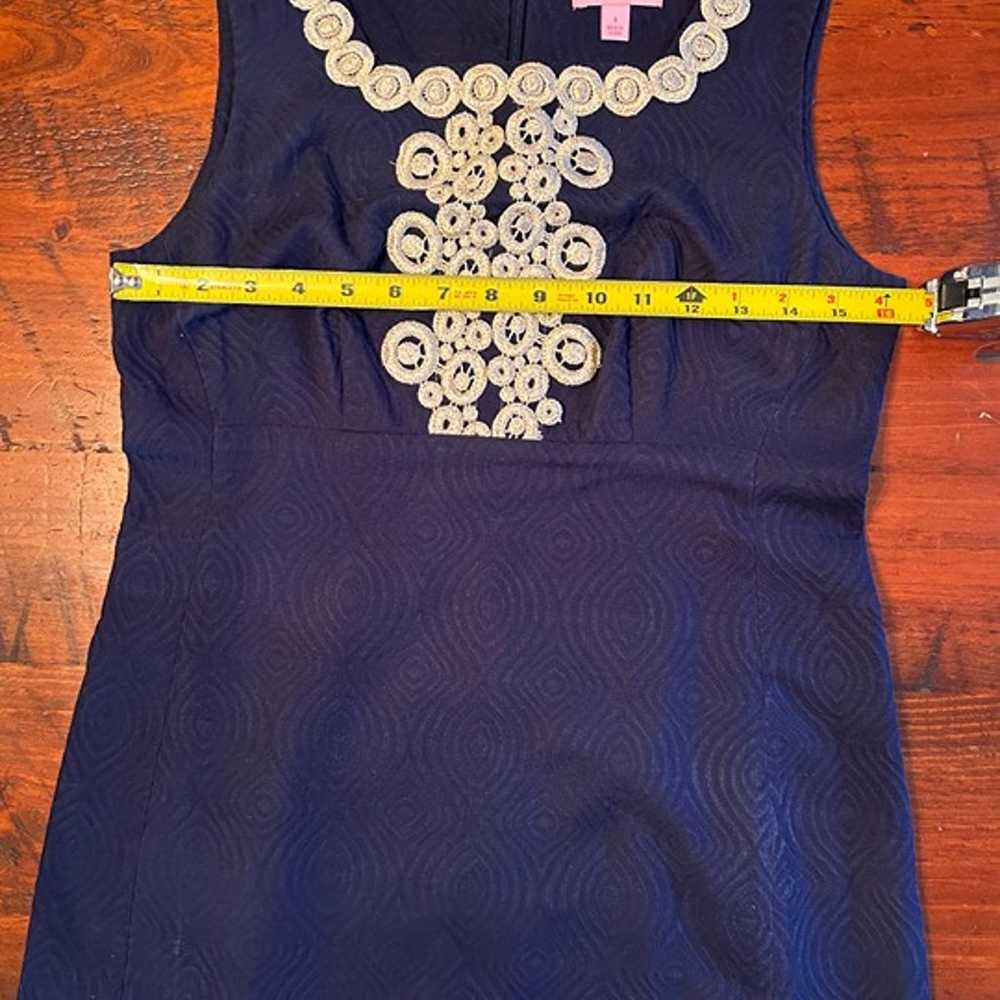 Lilly Pulitzer Shift Dress Dark Blue Gold Embelli… - image 7