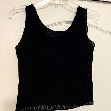 Vintage 1980s Black Full Lace Crop Tank Top