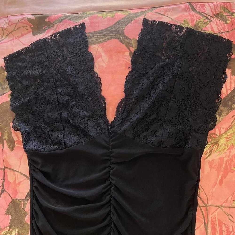 charlotte russe y2k vintage black lace ruched v n… - image 3