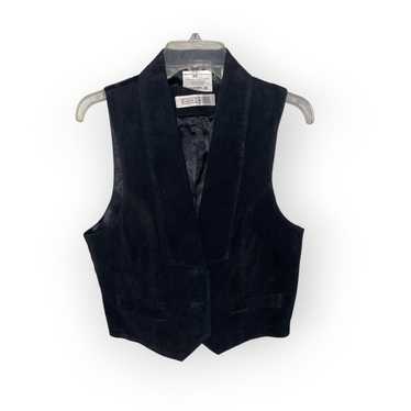 Vintage Evan Davies Black Suede Vest Sz 12 EUC - image 1