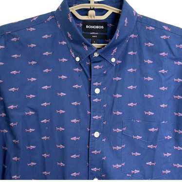 Bonobos Bonobos Button Down Fish/Shark Shirt Navy 