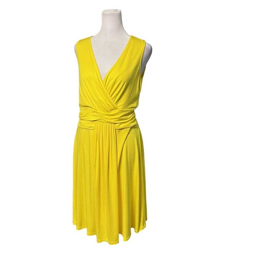 Boston Proper Yellow V-Neck Flowy Dress Size Small - image 2