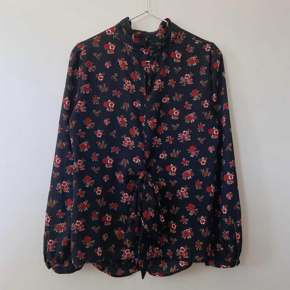 ZARA long-sleeve blouse top, all-over floral patt… - image 5