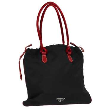 Prada PRADA Tote Bag Nylon Velour Black Red Silver