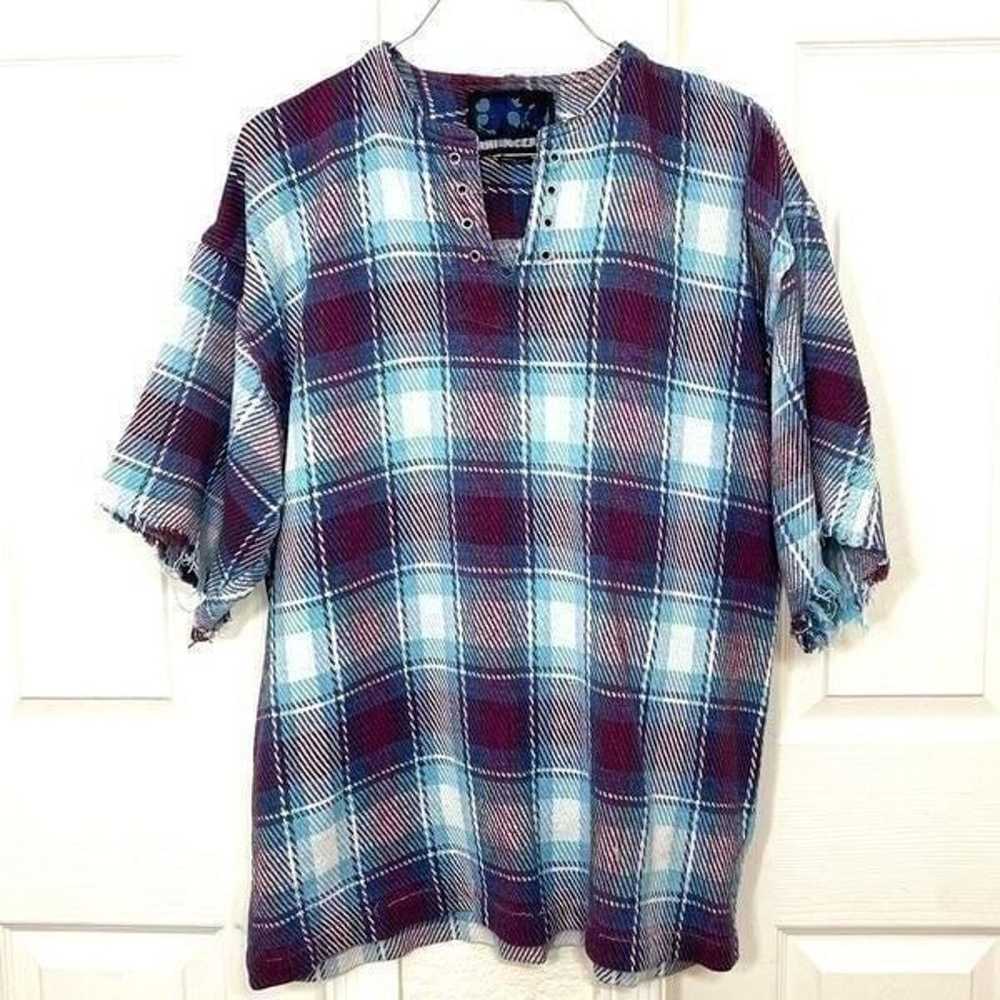 Rhinoceros Vintage 90’s Grunge Plaid Flannel Shor… - image 1