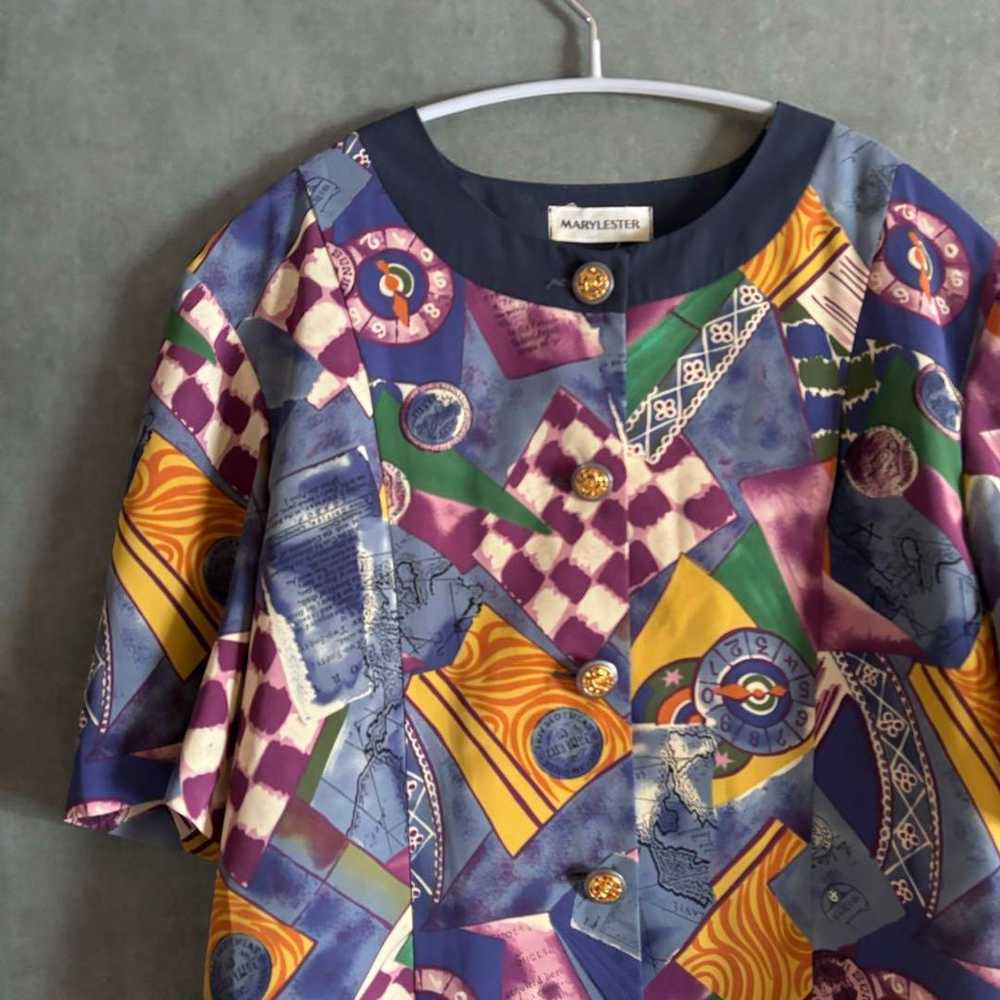 Showa retro retro blouse all-over print shirt all… - image 3