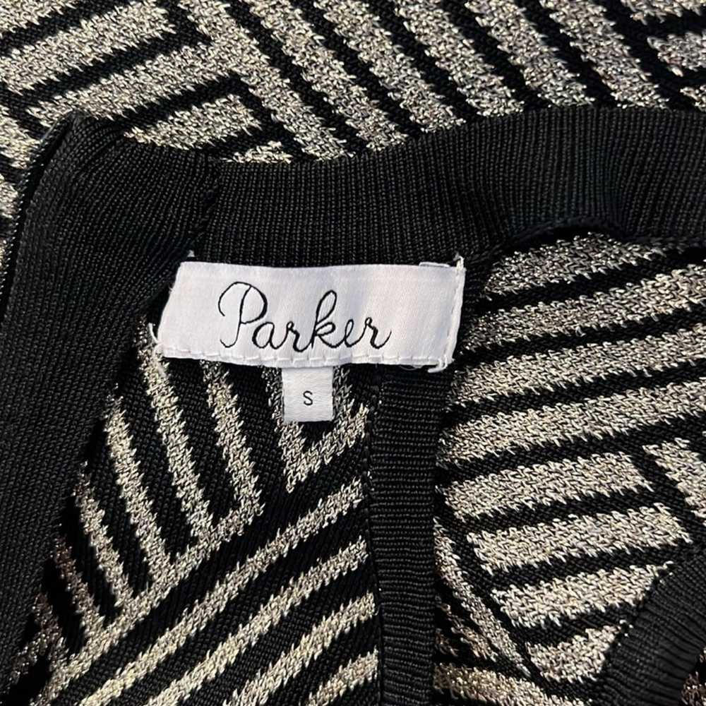 Parker Gold Metallic & Black Knit Sleeveless Dres… - image 10