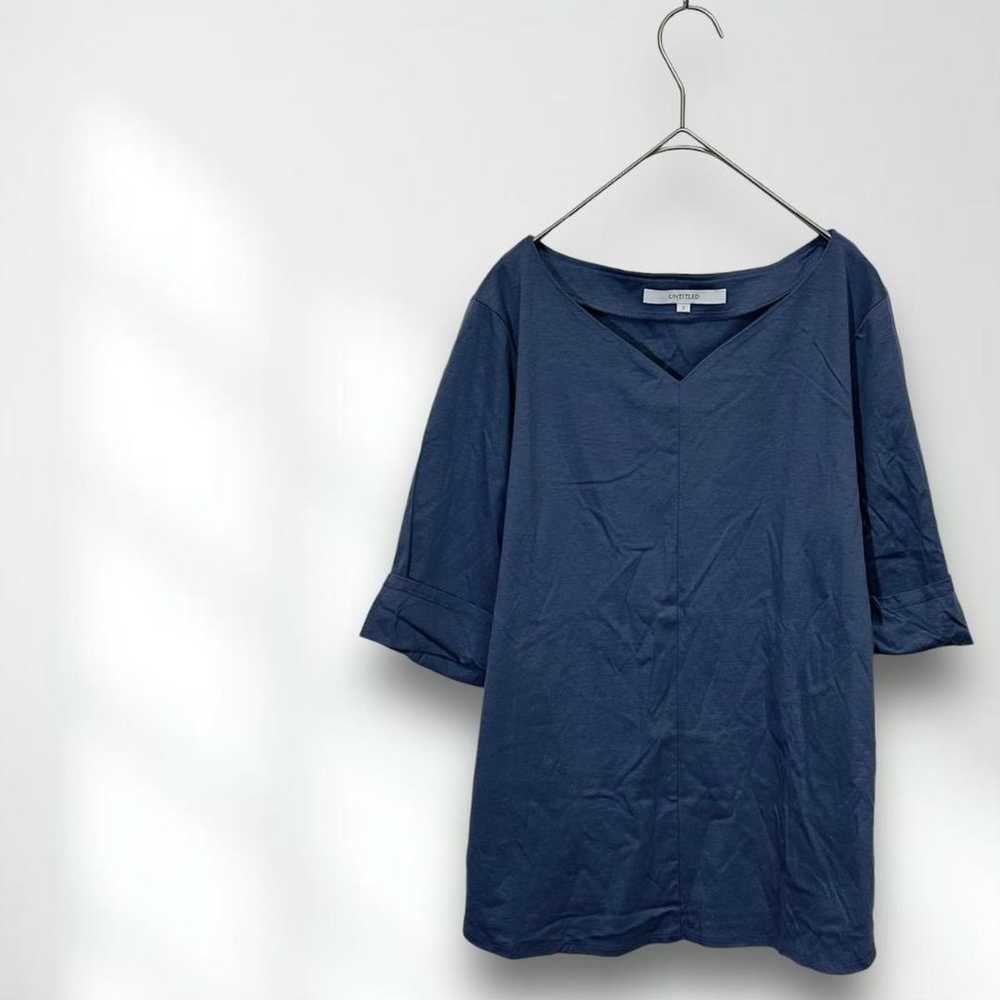 E5986 [Untitled] Japanese made T-shirt Blue Solid… - image 1