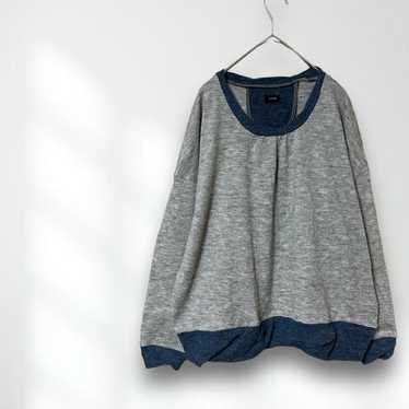 EM38【CLN】Cut and Sewn Top Free Size Gray U-Neck P… - image 1