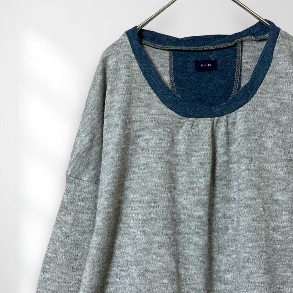 EM38【CLN】Cut and Sewn Top Free Size Gray U-Neck P… - image 3