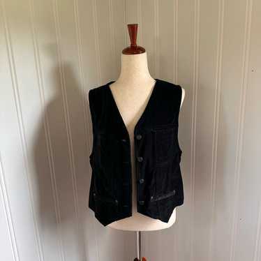 Vintage 90s/Y2K Cottagecore Black Velvet Vest M