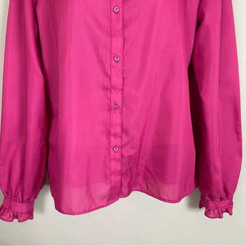 Vintage High Neck Blouse Pink Ruffle Long Sleeve … - image 10