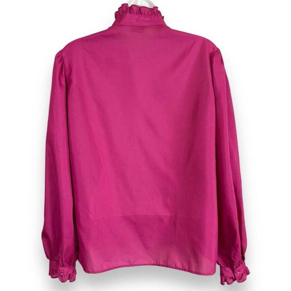 Vintage High Neck Blouse Pink Ruffle Long Sleeve … - image 2