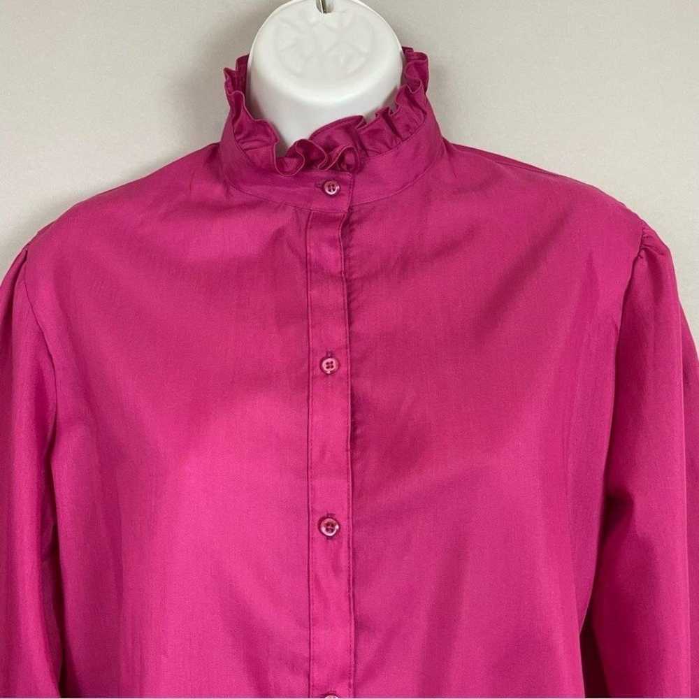 Vintage High Neck Blouse Pink Ruffle Long Sleeve … - image 4