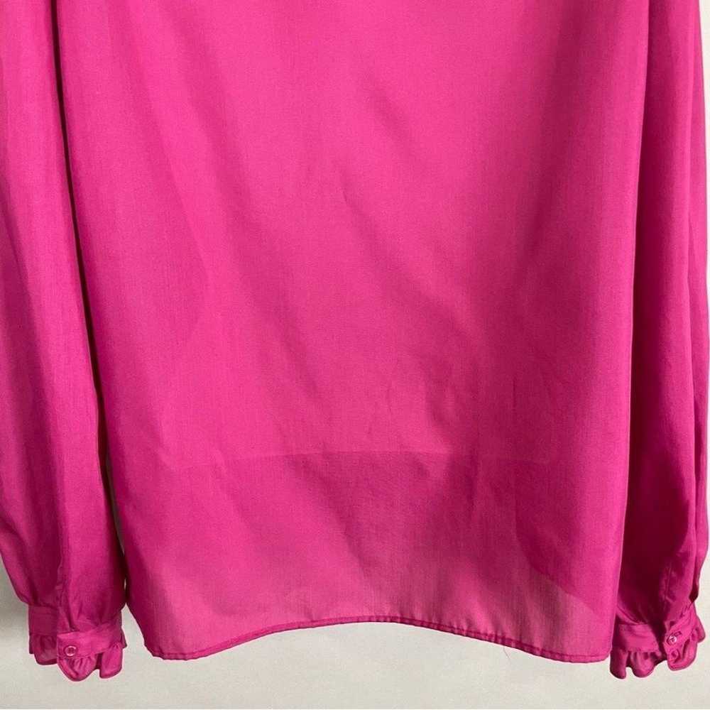 Vintage High Neck Blouse Pink Ruffle Long Sleeve … - image 5