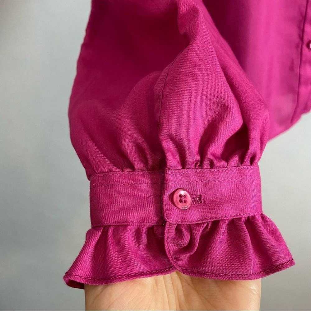 Vintage High Neck Blouse Pink Ruffle Long Sleeve … - image 7