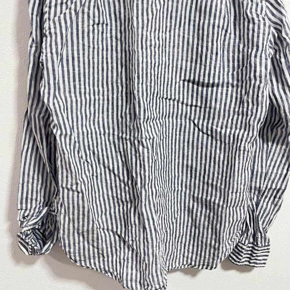 Uniqlo [M] Linen Shirt Stripe Blue Linen 100% Nat… - image 10