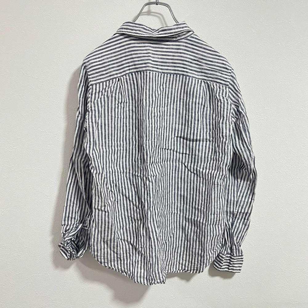 Uniqlo [M] Linen Shirt Stripe Blue Linen 100% Nat… - image 8