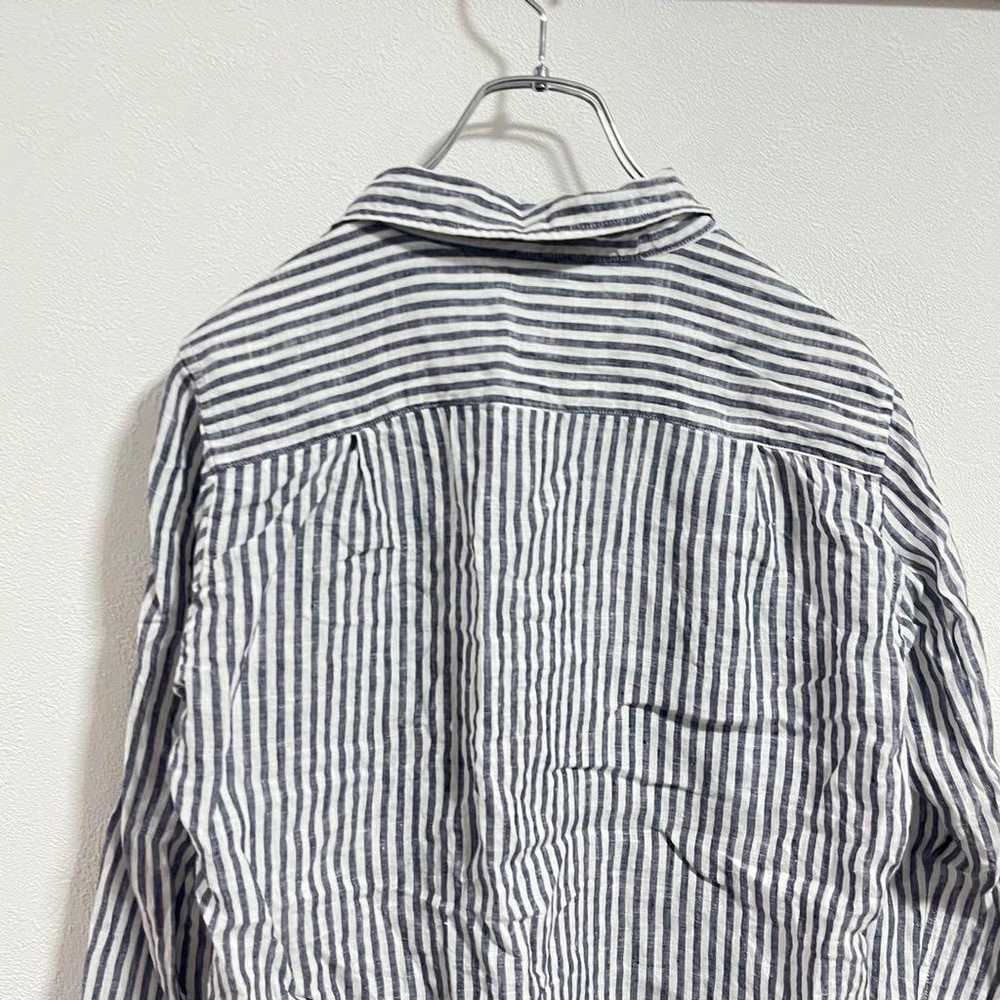 Uniqlo [M] Linen Shirt Stripe Blue Linen 100% Nat… - image 9