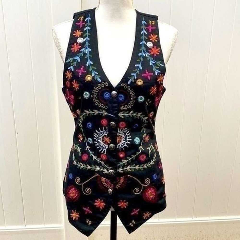 Women’s At Last & Co Vintage Embroidered Vest. Si… - image 2