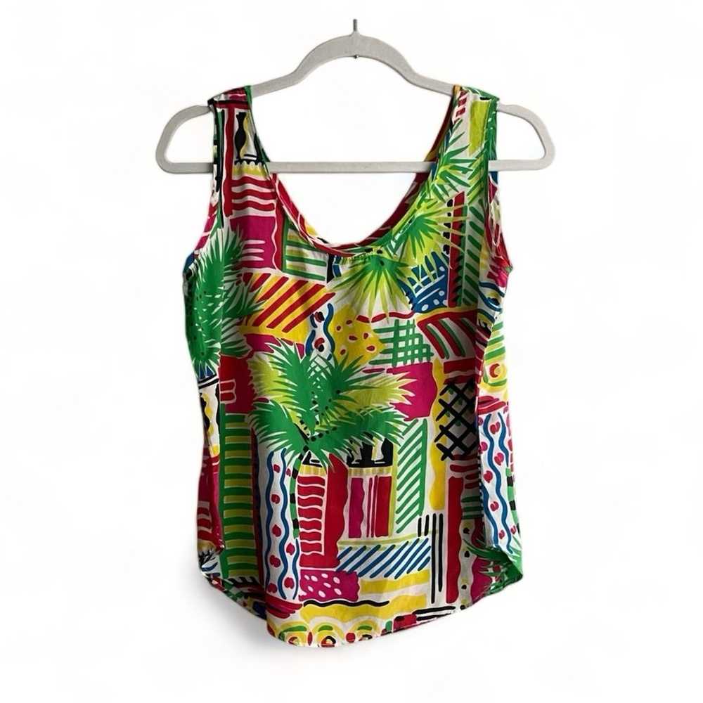 Rare Vintage Char 100% silk tropical tank top - image 1