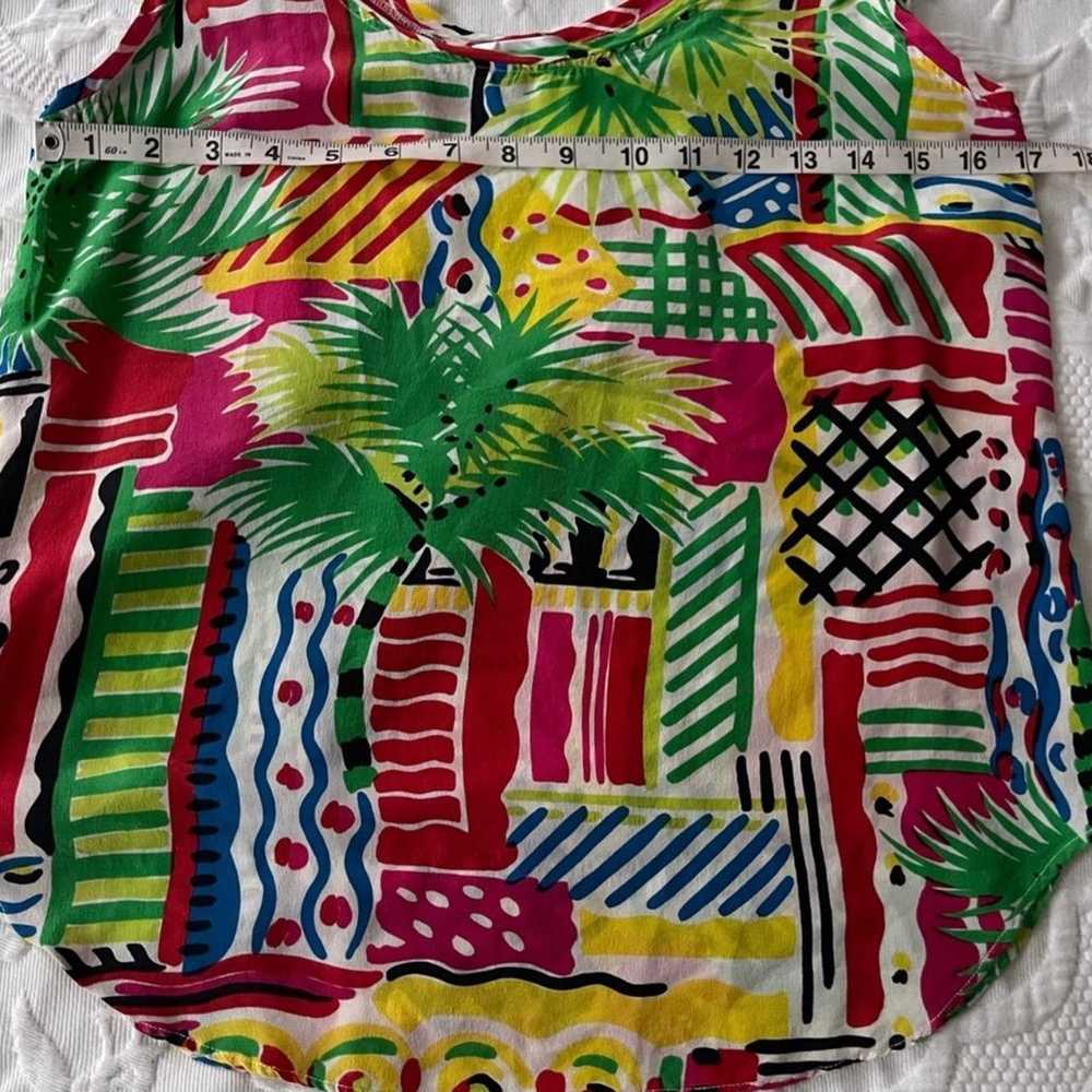 Rare Vintage Char 100% silk tropical tank top - image 4