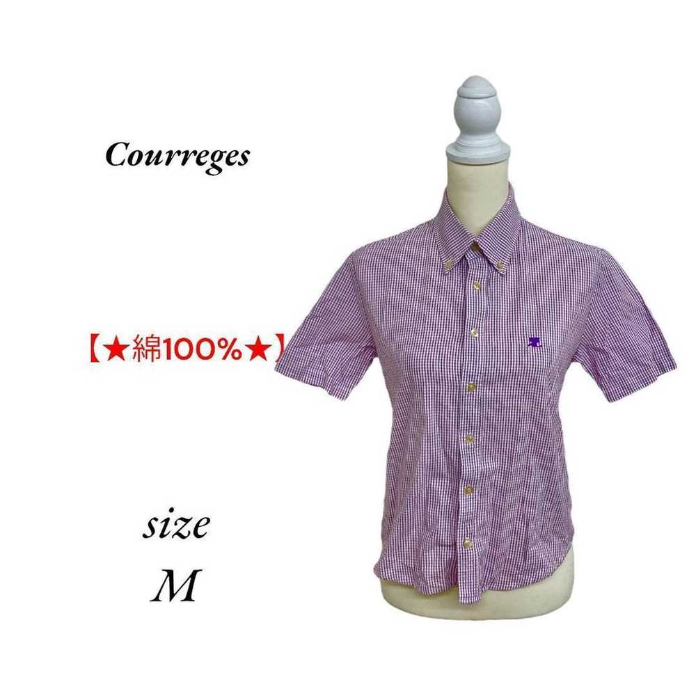 Courreges check pattern blouse shirt casual M - image 1