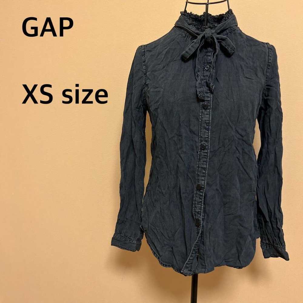 【GAP】Denim shirt blouse/High neck/Long sleeve/Vin… - image 1