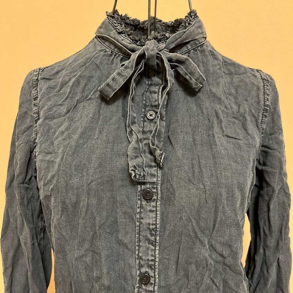 【GAP】Denim shirt blouse/High neck/Long sleeve/Vin… - image 2