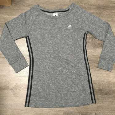 Adidas 3-Stripe Sweatshirt Dress Long Sleeve Grey… - image 1