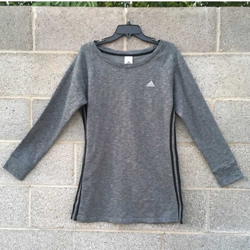 Adidas 3-Stripe Sweatshirt Dress Long Sleeve Grey… - image 2