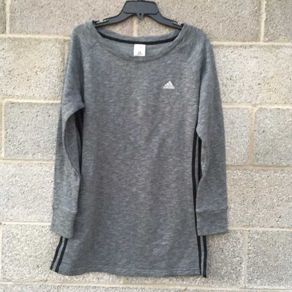 Adidas 3-Stripe Sweatshirt Dress Long Sleeve Grey… - image 4