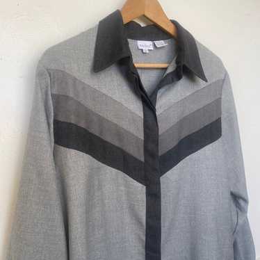 Vintage 1970s Style Bold Stripe Greyscale Shirt - image 1