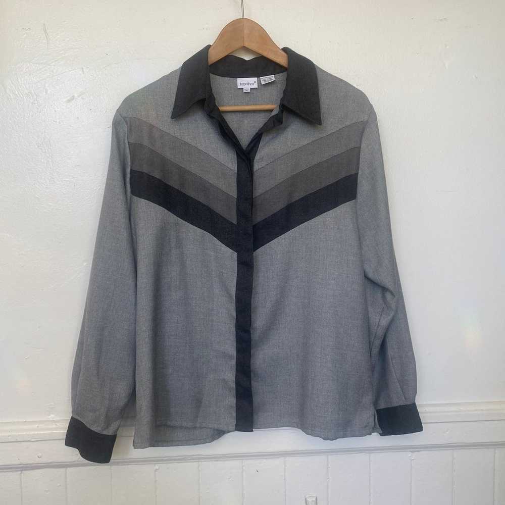 Vintage 1970s Style Bold Stripe Greyscale Shirt - image 2