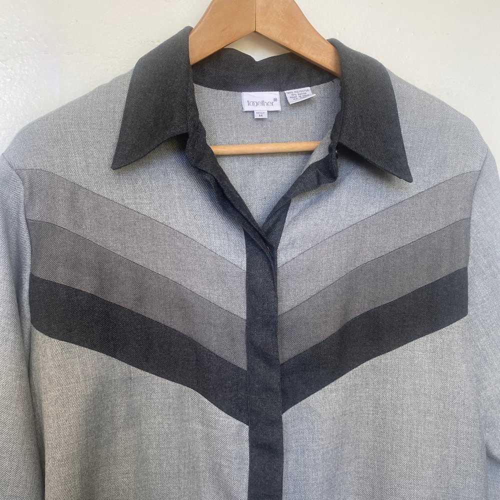 Vintage 1970s Style Bold Stripe Greyscale Shirt - image 6