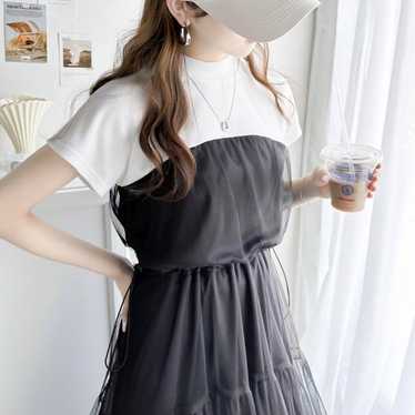 classicalelf French sleeve docking tulle layered … - image 1