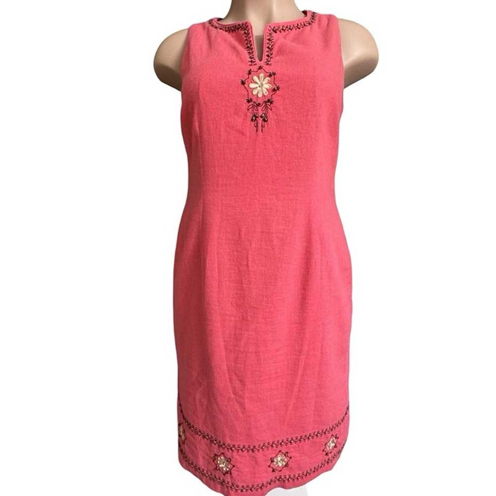 SAG HARBOR Linen Sheath Dress Women Sz 12 Pink Be… - image 10