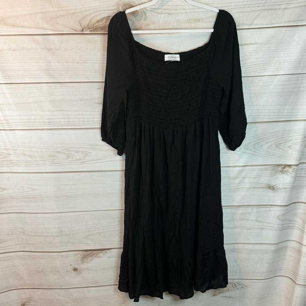 Kaileigh Black Smocked 3/4 Sleeve Mini Dress Size… - image 1