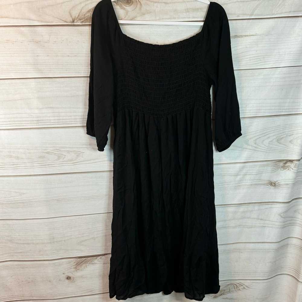 Kaileigh Black Smocked 3/4 Sleeve Mini Dress Size… - image 4