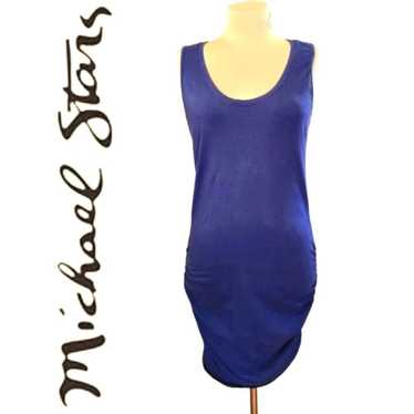 MICHAEL STARS navy blue ruched cotton tank dress … - image 1