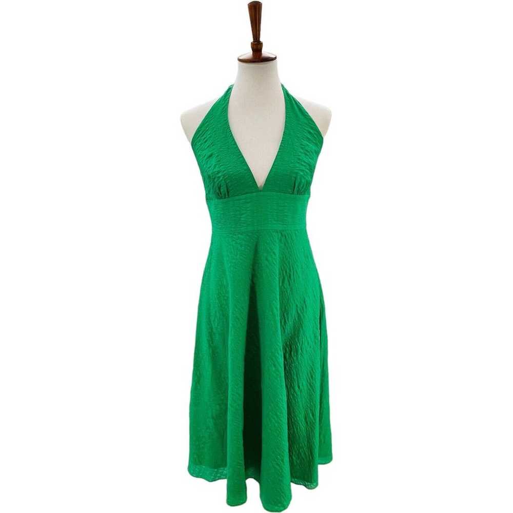 J.Crew Emerald Green Seersucker Sleeveless Halter… - image 1