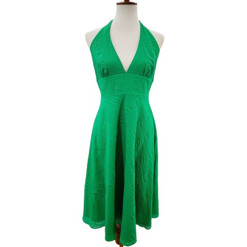 J.Crew Emerald Green Seersucker Sleeveless Halter… - image 2