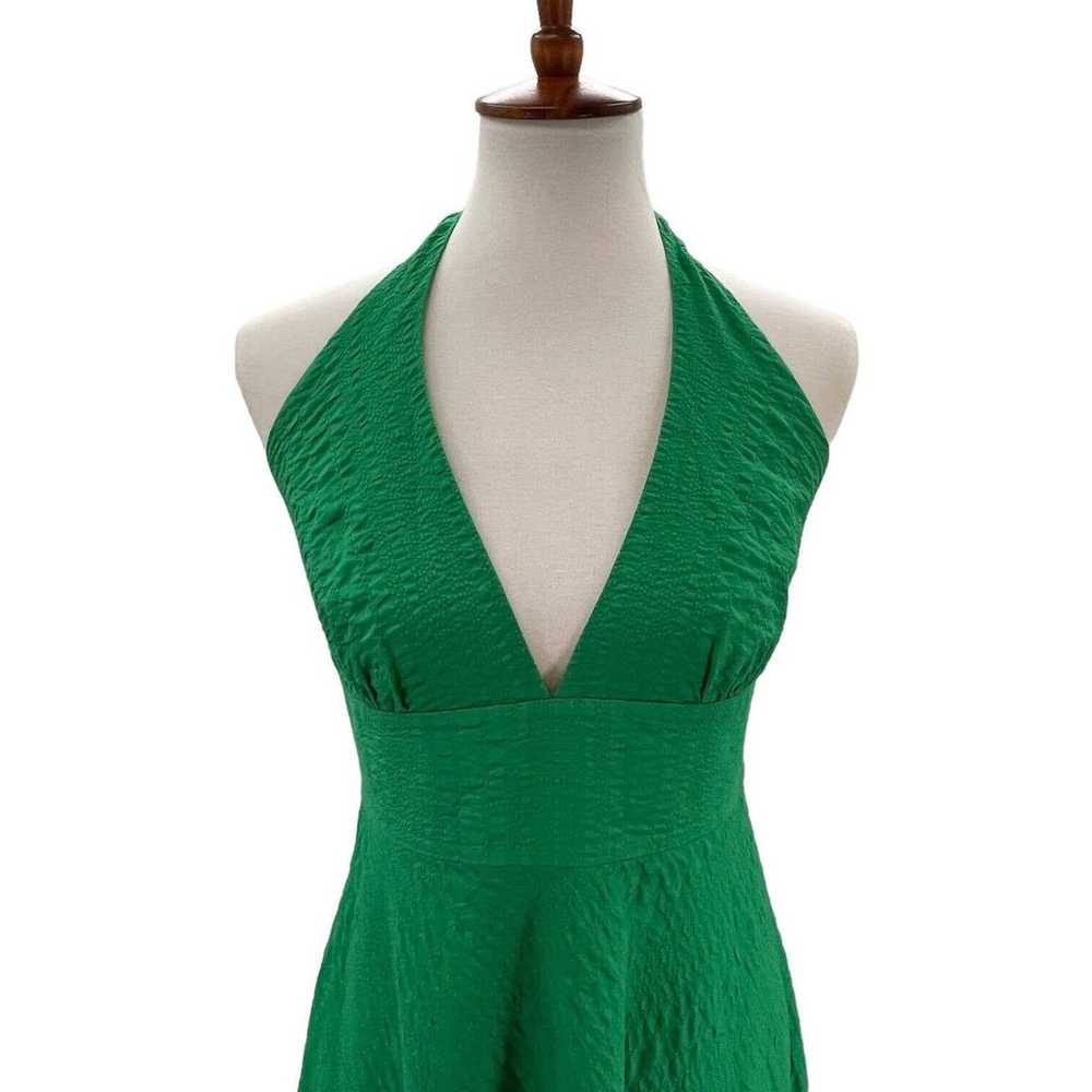 J.Crew Emerald Green Seersucker Sleeveless Halter… - image 3