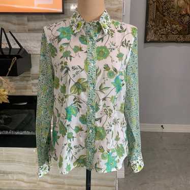 Harold’s Vintage Green Floral Print Blouse Size M