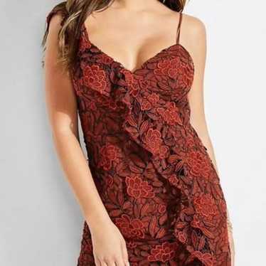 GUESS Women's Red and Black Lace Dress, Scarlett s