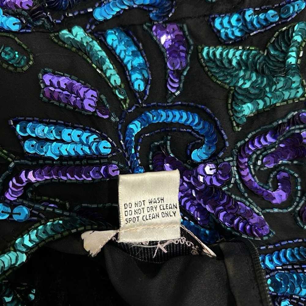 Sequin Top Black Blue Green Laurence Kazar Glam E… - image 10