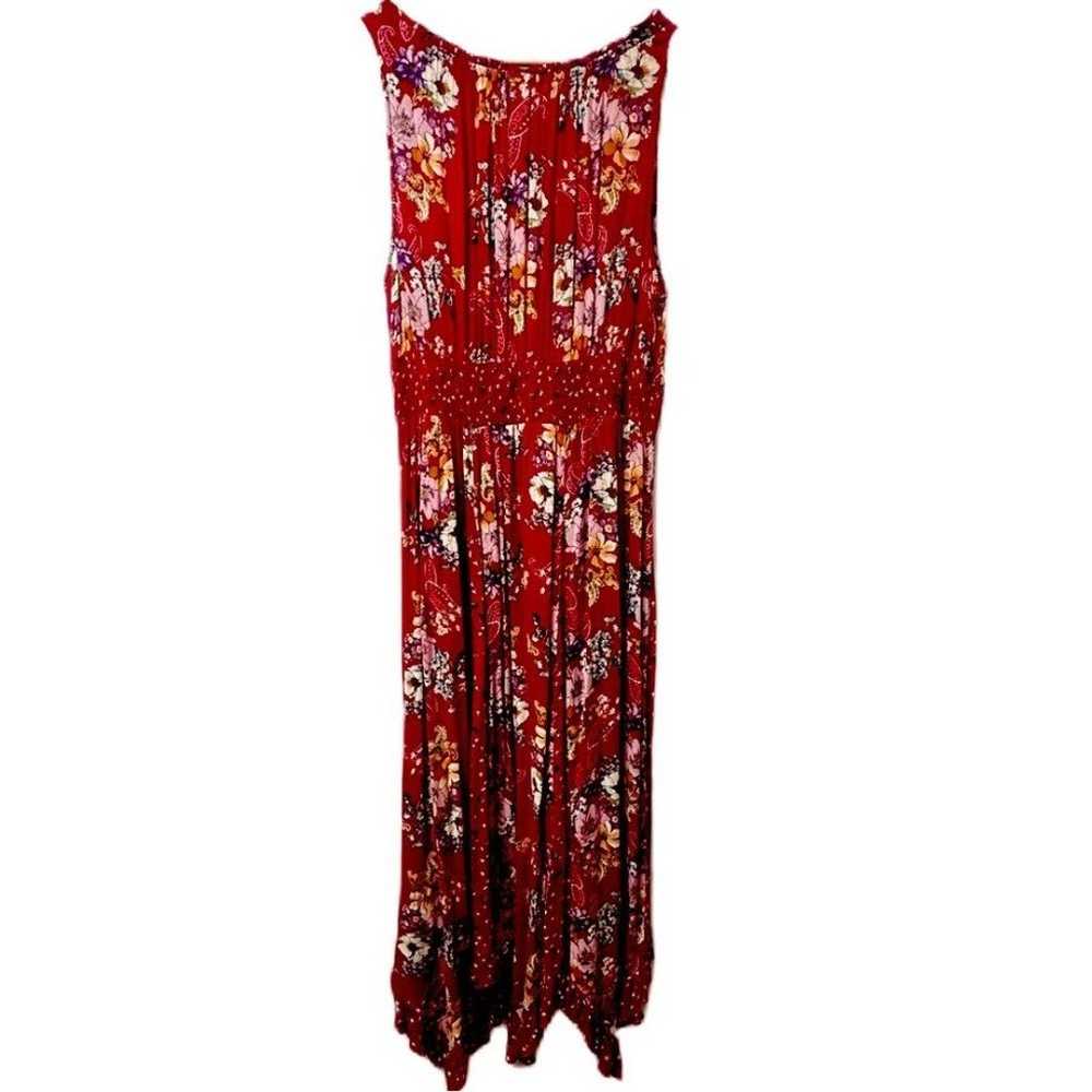 Bila Red Multicolored Floral Maxi Dress Size XL - image 10