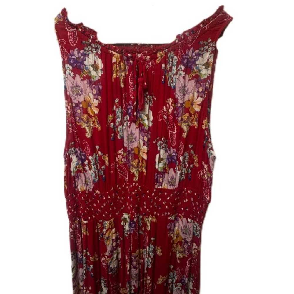 Bila Red Multicolored Floral Maxi Dress Size XL - image 3