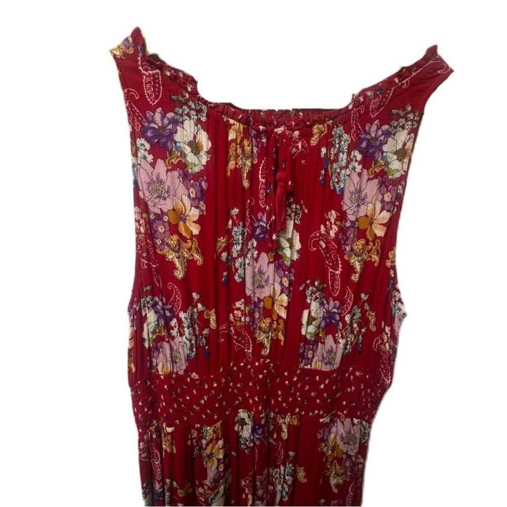 Bila Red Multicolored Floral Maxi Dress Size XL - image 4