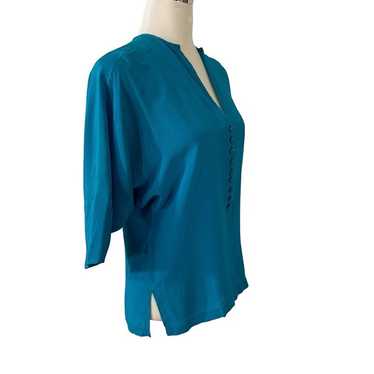 Henri Bendel Wendy Feder Blue Silk Oversized Top B